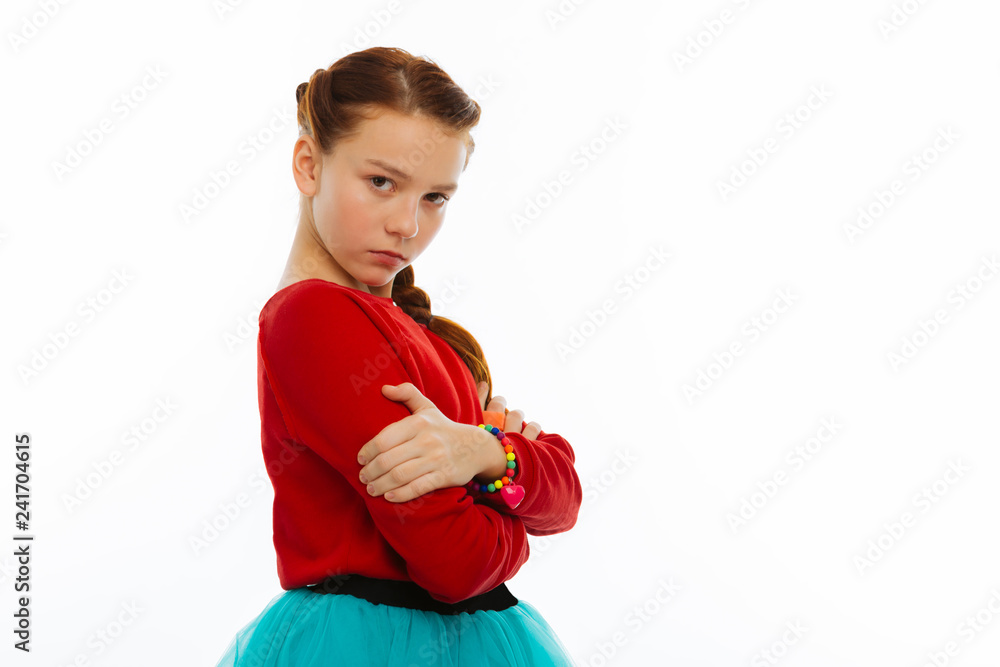 Pleasant nice serious girl looking at you Pleasant nice serious girl looking at you