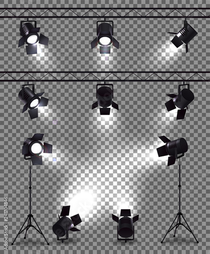 Spotlights Realistic Transparent Collection