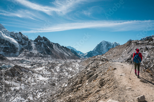 Tracker on the mountain road in Sagarmatha, Nepal