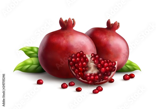 Pomegranate Realistic Composition 