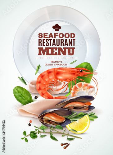 Seafood Menu Realistic Poster