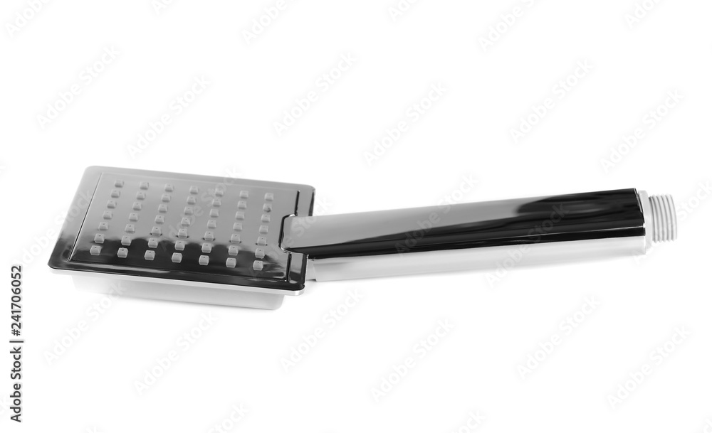 Shiny metal shower head, isolated on white background Shiny metal shower head, isolated on white background