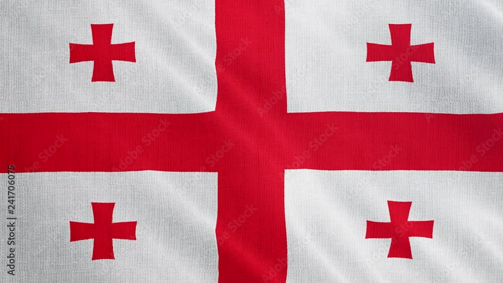 Georgia flag is waving 3D animation. Symbol of Georgian national on fabric cloth 3D rendering in full perspective. Georgia flag is waving 3D animation. Symbol of Georgian national on fabric cloth 3D rendering in full perspective.