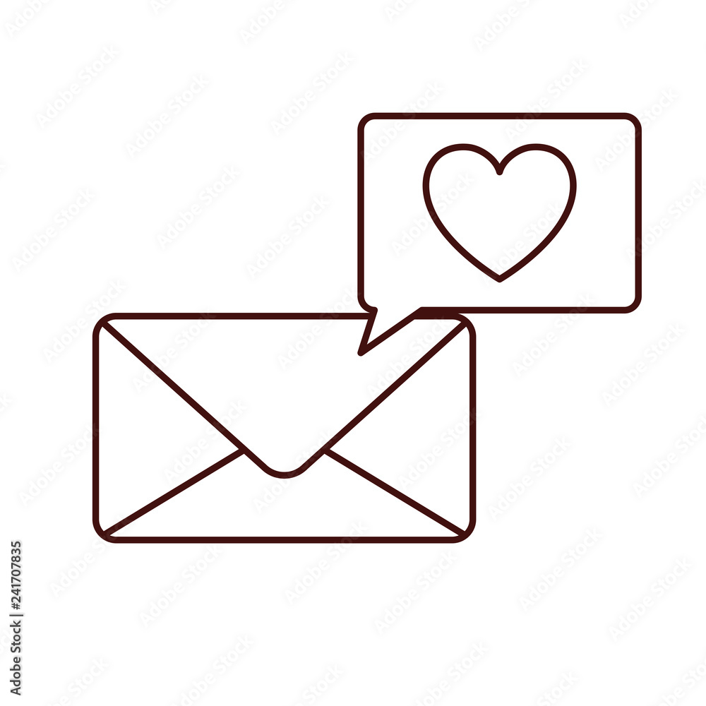 letter with heart message isolated icon letter with heart message isolated icon