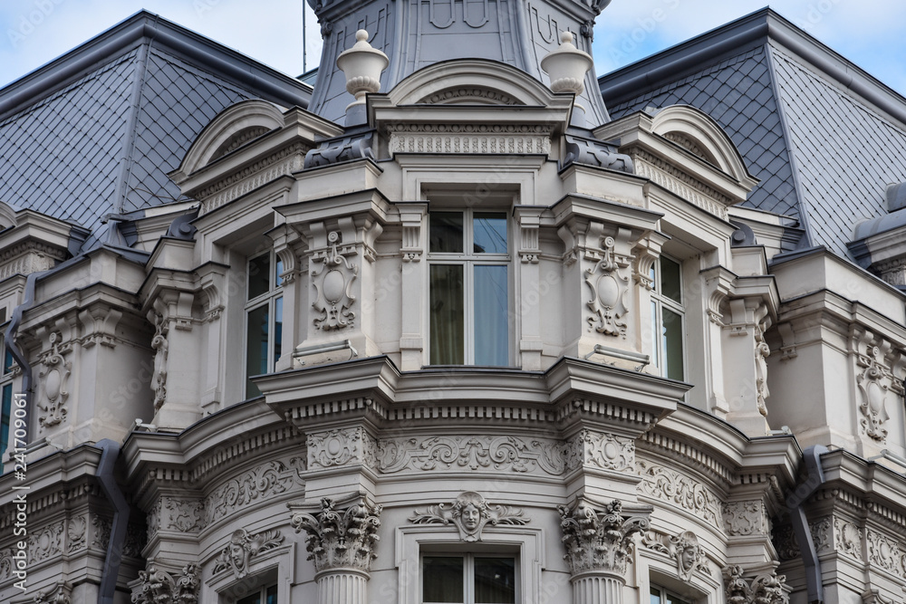 Old building facade. Bucharest, Romania