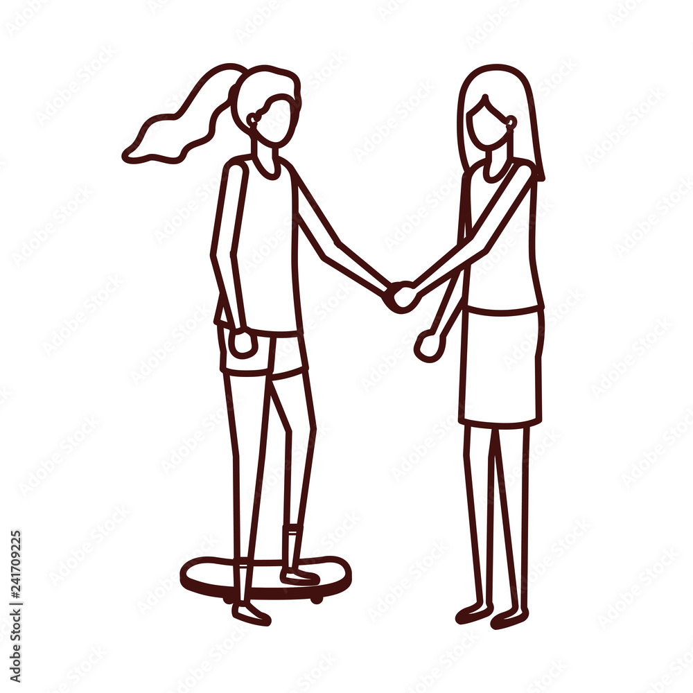 young women standing avatar character young women standing avatar character