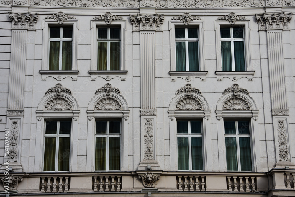 Old building facade. Bucharest, Romania