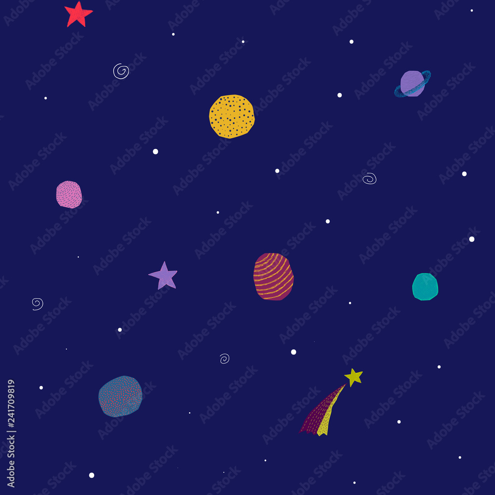 Universe Space Planet Star seamless pattern Universe Space Planet Star seamless pattern