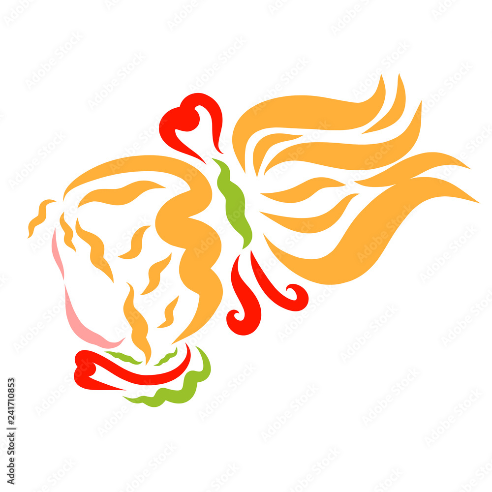 Obraz premium head of a girl with a magnificent tail on her head and a bow in the shape of a heart