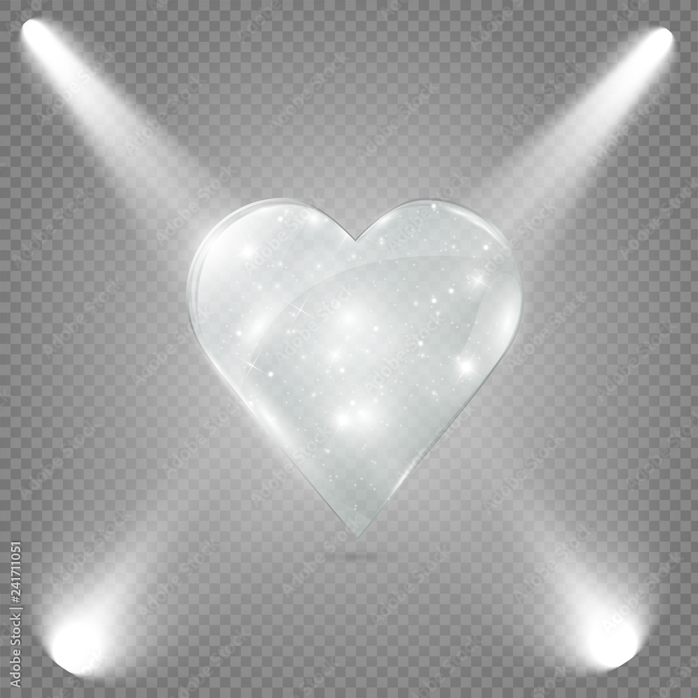 Glass heart on a transparent background, illustration. Glass heart on a transparent background, illustration.