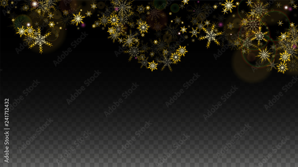 Christmas Vector Background with Gold Falling Snowflakes Isolated on ...
