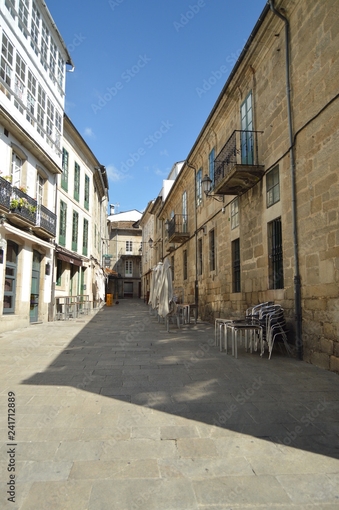 Beautiful Walk Through The Streets With Its Picturesque Buildings In Lugo. Travel, Architecture, Holidays. August 3, 2015. Lugo Galicia Spain.