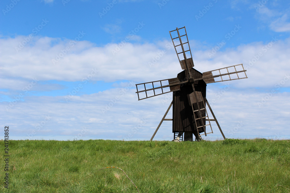 Fototapeta premium old wooden windmill on Oland, sweden