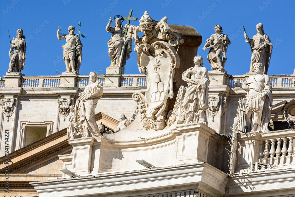 Apostles of the facade of St. Peter's Cathedral in the Vatican. Italy