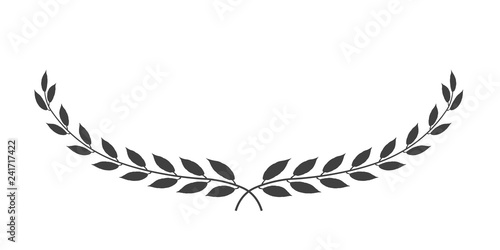 Laurel wreath of wide oval shape isolated on white background. Vector illustration.
