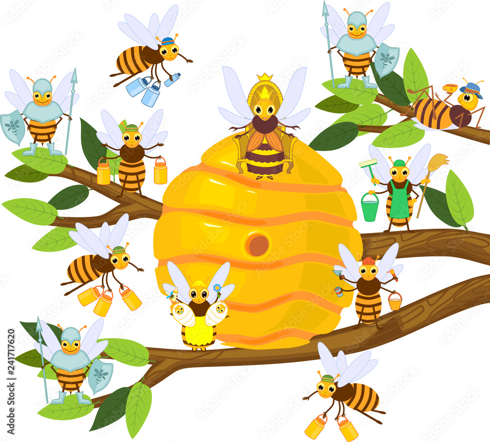 Beehive In A Tree Cartoon
