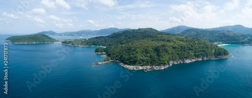 Aerial view drone shot of panorama phuket island beautiful island in thailand
