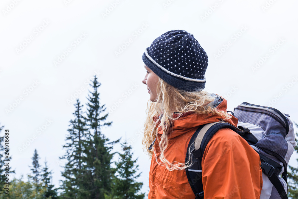 Young woman hiking in the Bavarian mountains Young woman hiking in the Bavarian mountains