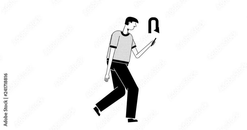 Man uses a smartphone on the go. Looping video with alpha channel. Man uses a smartphone on the go. Looping video with alpha channel.