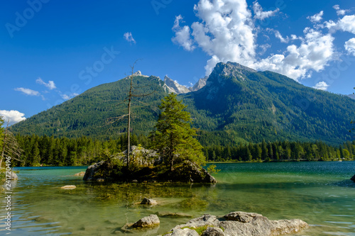 Germany, Bavaria, Upper Bavaria, Berchtesgadener Land, Ramsau, Berchtesgaden National Park, Lake Hintersee, Hochkalter mountain photo