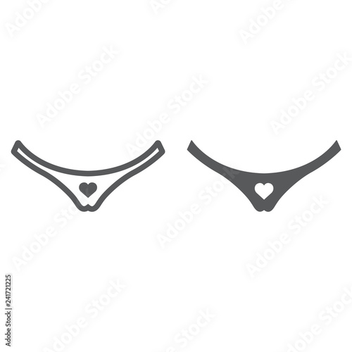 Woman briefs line and glyph icon, female and underwear, panties sign, vector graphics, a linear pattern on a white background.