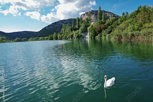 Roski slap.Krka river in Krka National Park. Croatia. Dalmatia photo