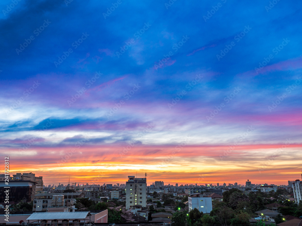 Beautiful color sky in the city landscape