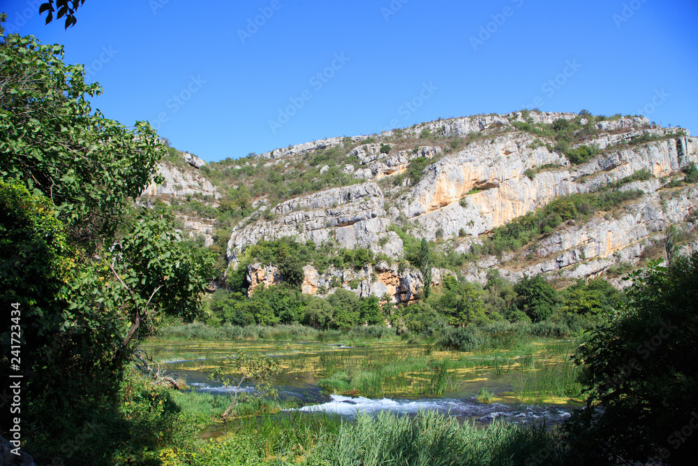 Roski slap.Krka river in Krka National Park. Croatia. Dalmatia