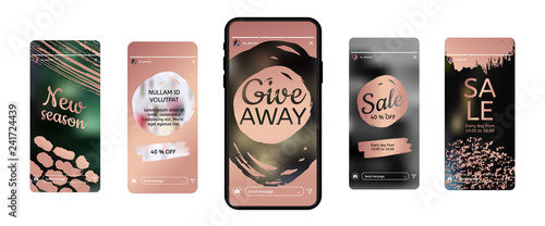 Stories design template for fashion brand promotion on web app - Vector