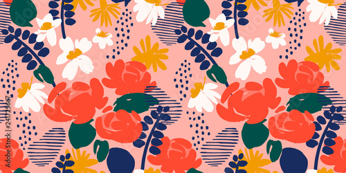 Floral abstract seamless pattern. Vector design for different surfases. © Nadia Grapes