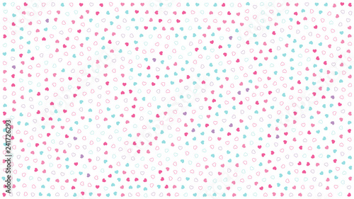 Cute hearts. Background with small hearts. Pattern with small soft colors hearts on white background. Template for greeting card Happy Valentines day, textile design, love concept. Vector illustration
