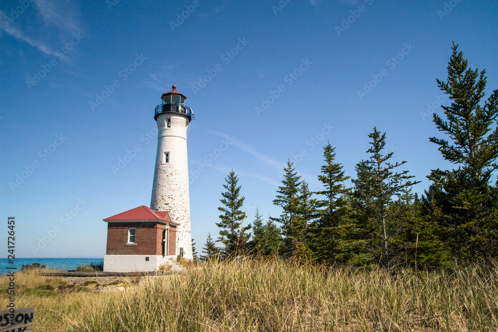 Crisp Point Lighthouse. Remote lighthouse on the coast of Lake Superior in the Upper Peninsula of Michigan.