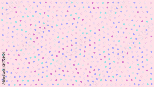 Cute hearts. Background with small hearts. Pattern with small soft colors hearts on pink background. Template for greeting card Happy Valentines day, textile design, love concept. Vector illustration