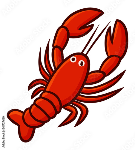 Cute and funny lobster from top view - vector