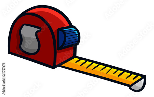 Cute and funny distance tape for industrial worker in cartoon style - vector