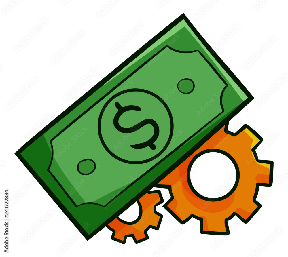 Cute and funny money with gear under it - vector Cute and funny money with gear under it - vector