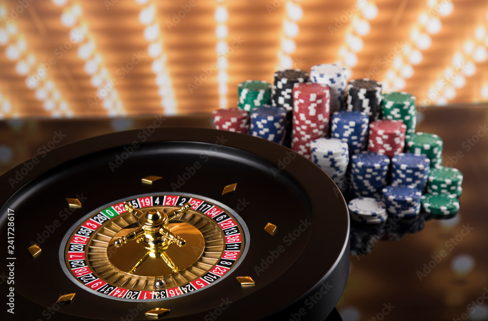 Poker Chips, Casino roulette wheel Poker Chips, Casino roulette wheel