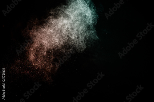Deep ocean and Living Coral Color of the year 2019, powder splash for makeup artist or graphic design © pariwatpannium