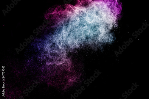 powder of Galaxy and Nebula color spreading for makeup artist or graphic design in black background © pariwatpannium