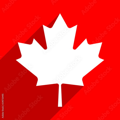 Canadian flag The Maple Leaf symbol with long shadow on square created in flat style. This design graphic element is saved as a vector illustration in the EPS file format.
