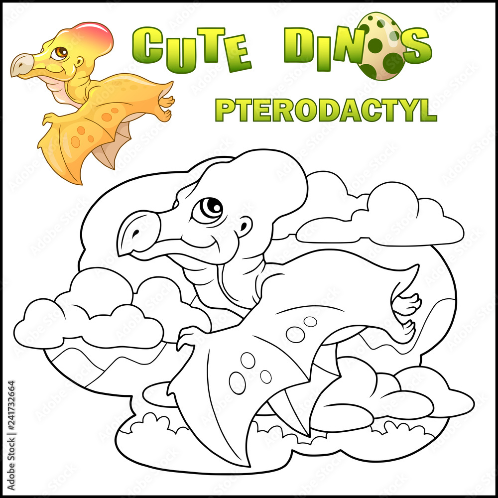 cartoon little cute dinosaur pterodactyl, funny illustration cartoon little cute dinosaur pterodactyl, funny illustration
