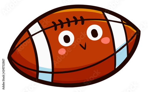 Funny and cute rugby ball smiling - vector
