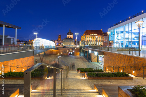 Architecture of the old town in Gdansk at dusk, Poland