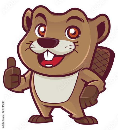 Cartoon mascot of beaver isolated on white background.