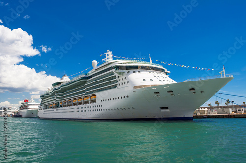 Beautiful cruise ship. Mediterranean sea.