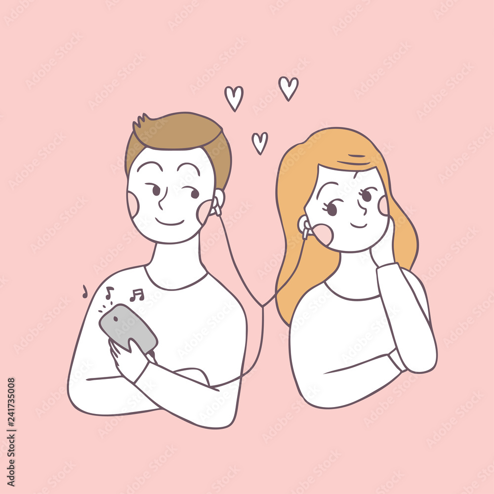 Cartoon cute Valentines day couple and love vector. Cartoon cute Valentines day couple and love vector.