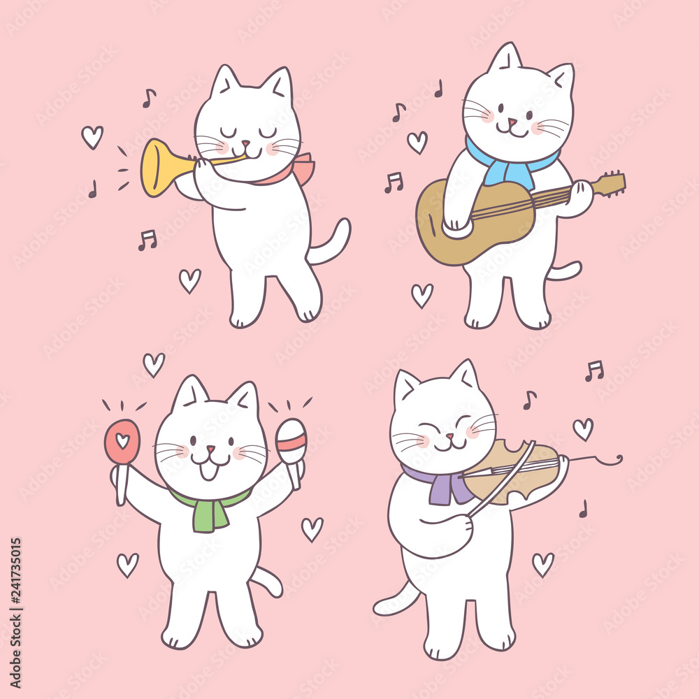 Cartoon cute Valentines day cat and music vector. Cartoon cute Valentines day cat and music vector.
