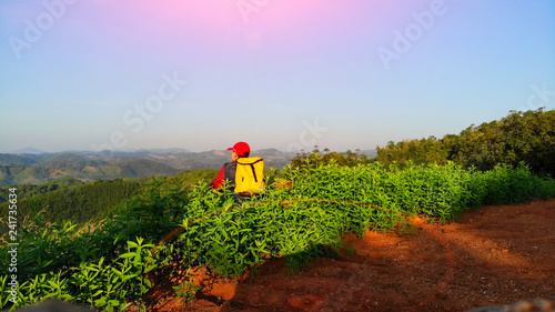 Wallpaper Mural Travelers use smart phones to take pictures and videos of the beautiful scenery of nature. Torontodigital.ca