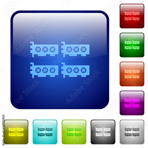 Cryptocoin mining farm color square buttons