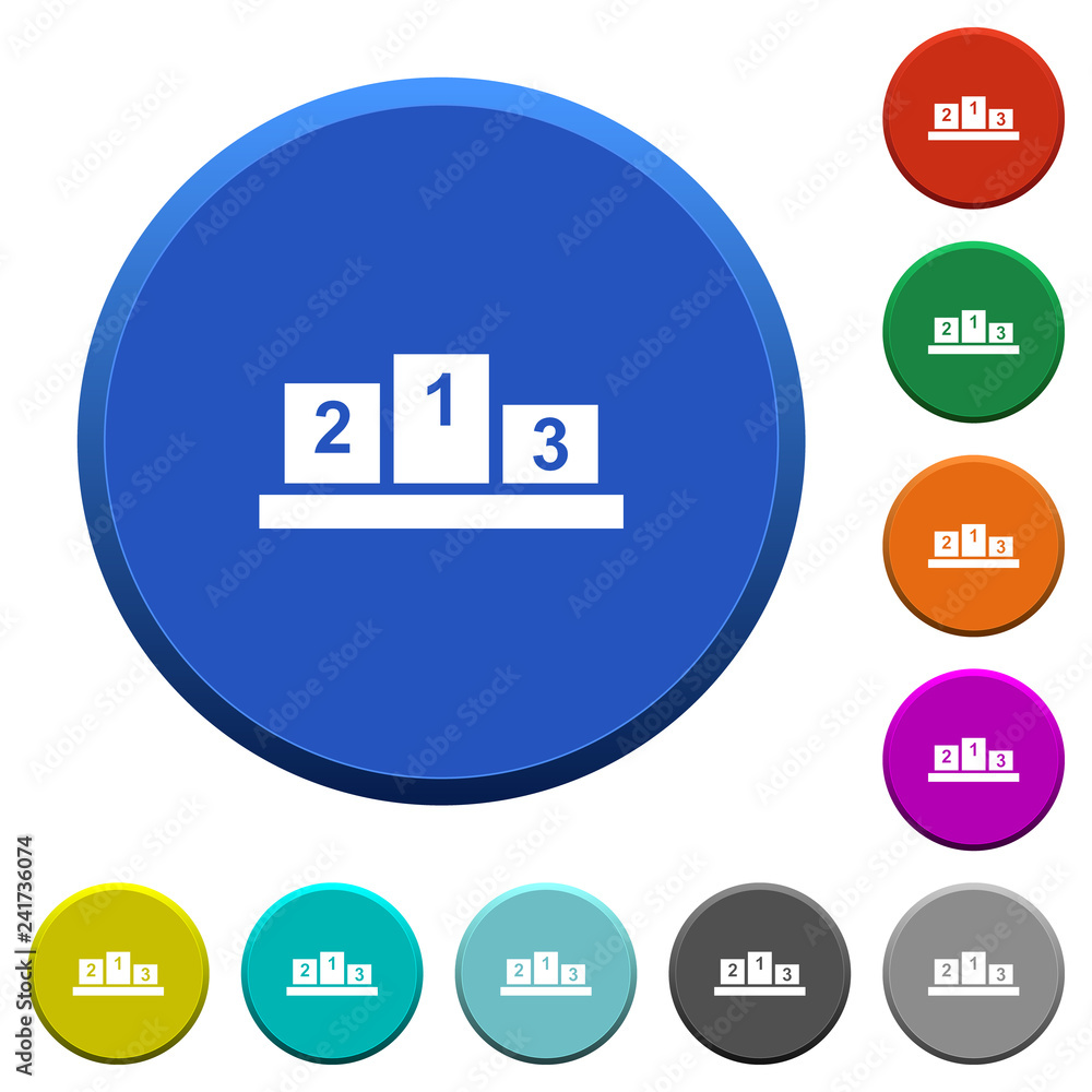 Winners podium with inside numbers beveled buttons Winners podium with inside numbers beveled buttons